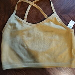 Offline By Aerie Ribbed Bralette Croped Tank Mustard Yellow Size XL NWT